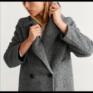 Mango Grey long Boucle wool coat
